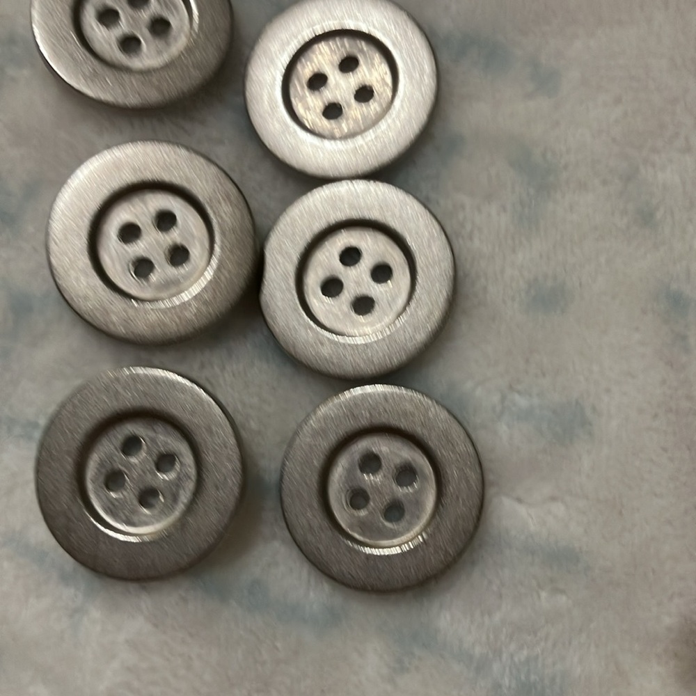9 Weighted Silver Tone Buttons With 4 Holes - Picture 2 of 3